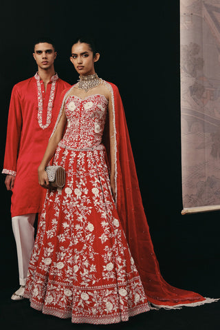 Lehenga Set Indian Wedding – Red Corset Gaara by Twenty Nine