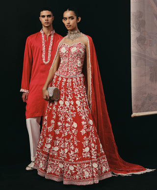 Red Kurta Set for Indian Wedding – Parsi Gaara by Twenty Nine