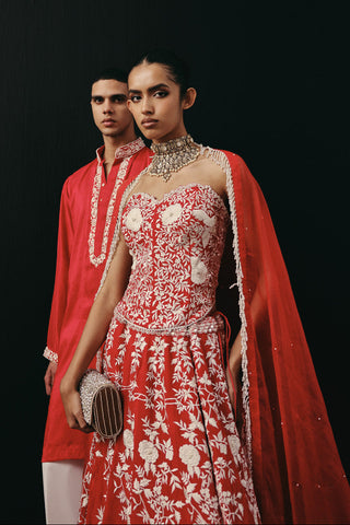 Lehenga Set Indian Wedding – Red Corset Gaara by Twenty Nine