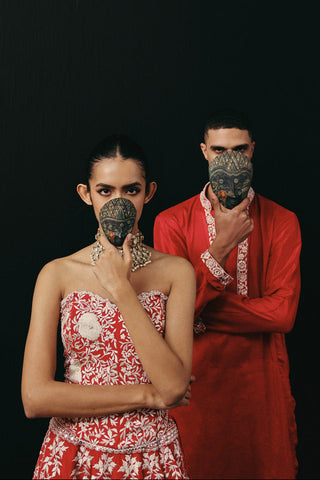 Lehenga Set Indian Wedding – Red Parsi Gaara by Twenty Nine