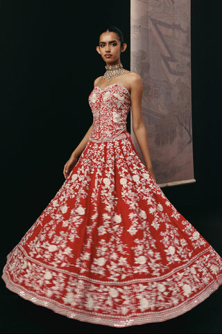 Lehenga Set Indian Wedding – Red Parsi Gaara by Twenty Nine