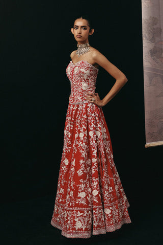 Lehenga Set Indian Wedding – Red Parsi Gaara by Twenty Nine