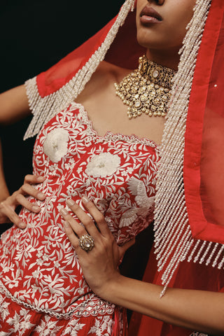 Lehenga Set Indian Wedding – Red Corset Gaara by Twenty Nine