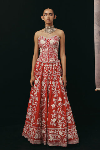 Lehenga Set Indian Wedding – Red Parsi Gaara by Twenty Nine