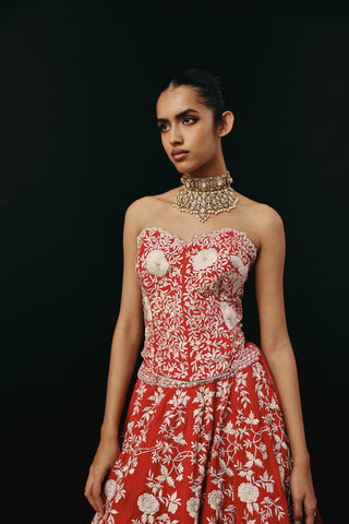 Lehenga Set Indian Wedding – Red Parsi Gaara by Twenty Nine