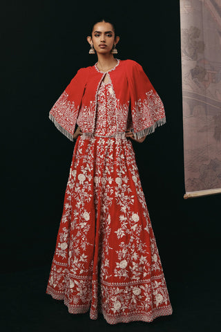 Lehenga Set Indian Wedding – Red Parsi Gaara by Twenty Nine