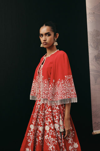 Lehenga Set Indian Wedding – Red Parsi Gaara by Twenty Nine