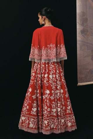 Lehenga Set Indian Wedding – Red Parsi Gaara by Twenty Nine