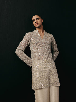 Kurta Set Indian Wedding – Ivory Brocade Mirrorwork by Twenty Nine
