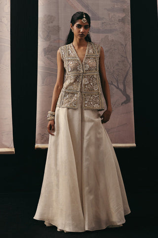 Mirrorwork Gilet set Indian Wedding Ivory Panel Gilet by Twenty Nine