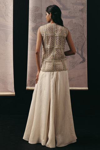 Mirrorwork Gilet set Indian Wedding Ivory Panel Gilet by Twenty Nine