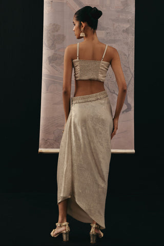 Mirrorwork Long Jacket Set Indian Wedding Silver Panel Jacket by Twenty Nine