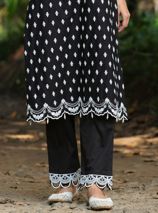 Black nivi malgudi day kurta set