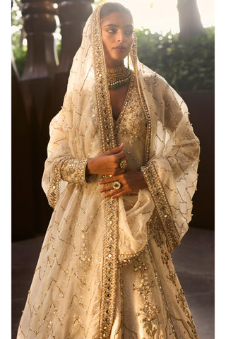 Lehenga Set Indian Wedding Beige Elegant by Tamanna Punjabi Kapoor