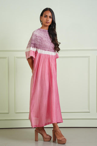 Kurta Festive Wear - Pink Shibori Tissue Kurta by Twenty Nine