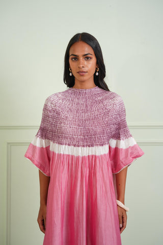 Kurta Festive Wear - Pink Shibori Tissue Kurta by Twenty Nine