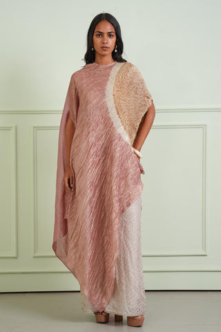 Dress Wear - Pink Shibori Tissue Asym Dress by Twenty Nine