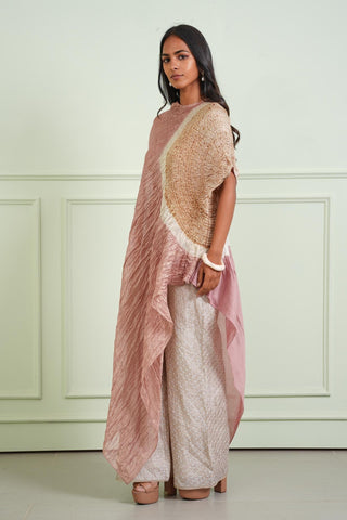 Dress Wear - Pink Shibori Tissue Asym Dress by Twenty Nine