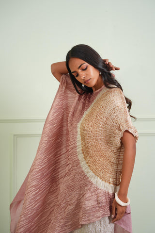 Dress Wear - Pink Shibori Tissue Asym Dress by Twenty Nine