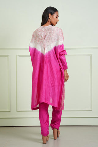 Kurta Set Pastel Wear - Pink Shibori Tissue Short Kurta Set by Twenty Nine