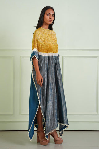 Kaftan Resort Wear - Blue Shibori Tissue Kaftan by Twenty Nine