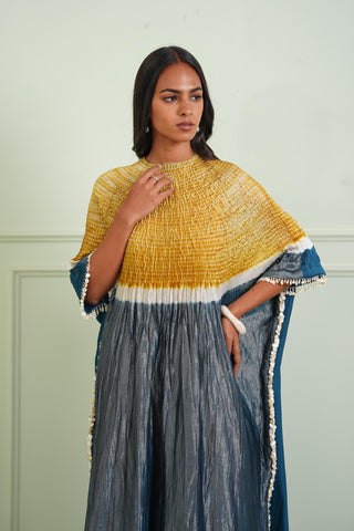 Kaftan Resort Wear - Blue Shibori Tissue Kaftan by Twenty Nine