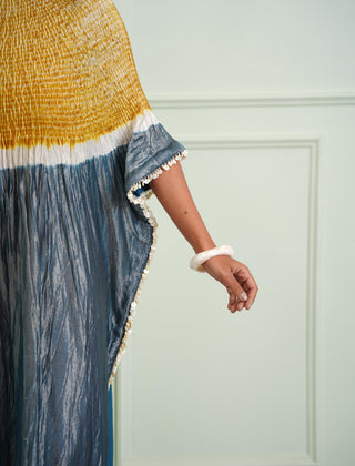 Kaftan Resort Wear - Blue Shibori Tissue Kaftan by Twenty Nine