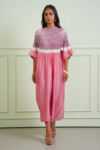 Kurta Festive Wear - Pink Shibori Tissue Kurta by Twenty Nine