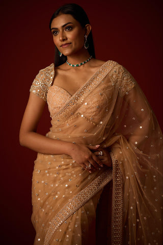 Mirrorwork saree for Indian Wedding – Golden Fasana by 29india