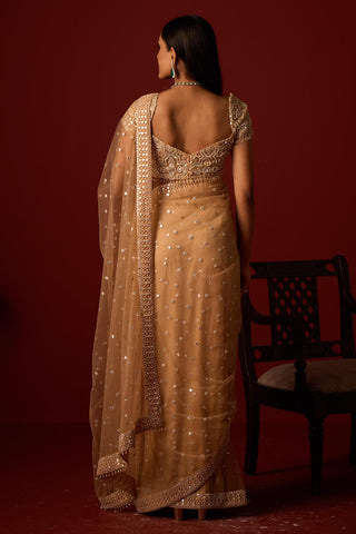 Mirrorwork saree for Indian Wedding – Golden Fasana by 29india