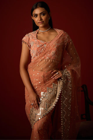 Embellished saree for Indian Wedding – Flamingo Pink by 29india