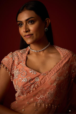 Embellished saree for Indian Wedding – Flamingo Pink by 29india