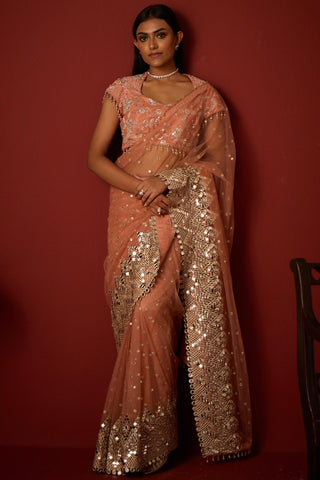 Embellished saree for Indian Wedding – Flamingo Pink by 29india