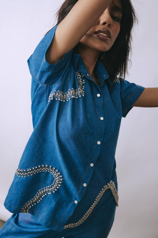 Blue hooked in summer riviera flux co-ord set