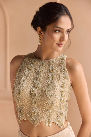 Waterfall Skirt Set for Indian Wedding - Beige Off The Record Waterfall Skirt Set by Osaa by Adarsh at Mrs. G


