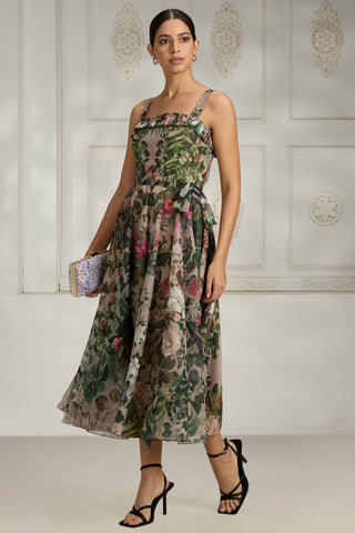 Beige organza beige dress