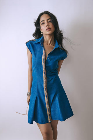 Blue hooked in summer modern muse dress