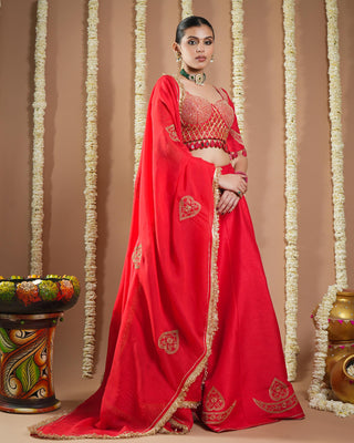 Chilli red heavy avyanna lehenga set