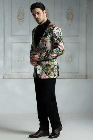 Beige printed blazer