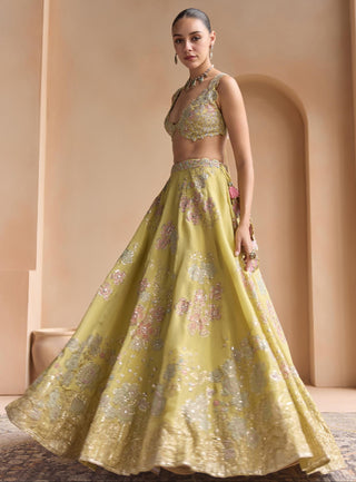 Lehenga Set for Indian Wedding - Yellow Off The Record Embroidered Lehenga Set by Osaa by Adarsh at Mrs. G

