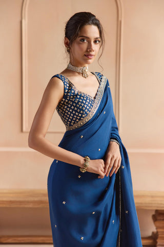 Saree Set for Indian Wedding - Blue Off The Record Saree Set by Osaa by Adarsh at Mrs. G


