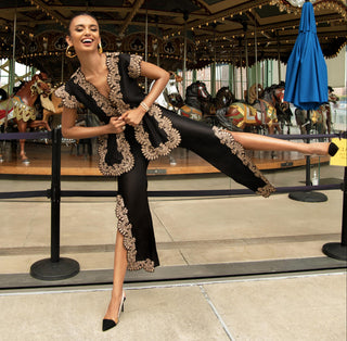 Jacket Set Indian Wedding Black Silk by Aashima Behl