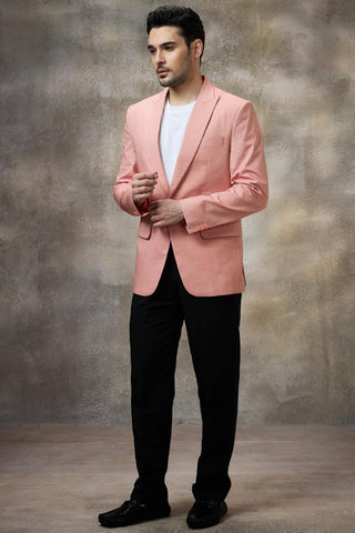 Pink solid blazer