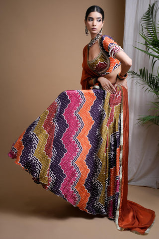 Multicolor sitara digital print heavy lehenga set