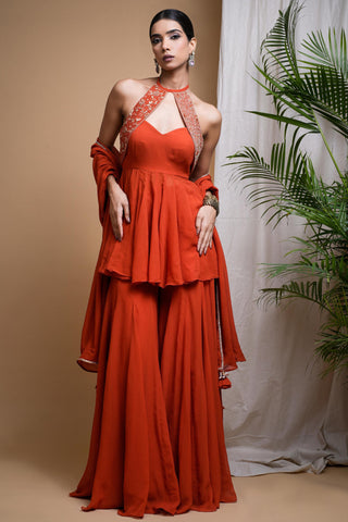 Orange sitara indo palazzo set