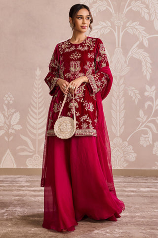 Pink embroidered nooreh ever after sharara set