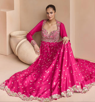 Anarkali Set for Indian Wedding - Pink Off The Record Embroidered Anarkali Set by Osaa by Adarsh at Mrs. G

