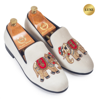 Beige monarch slip-ons