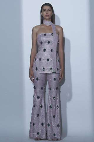 Pink tube top with pants