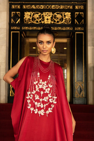 Red Kaftan Indian Wedding Red Embroidered Kaftan by Aashima Behl